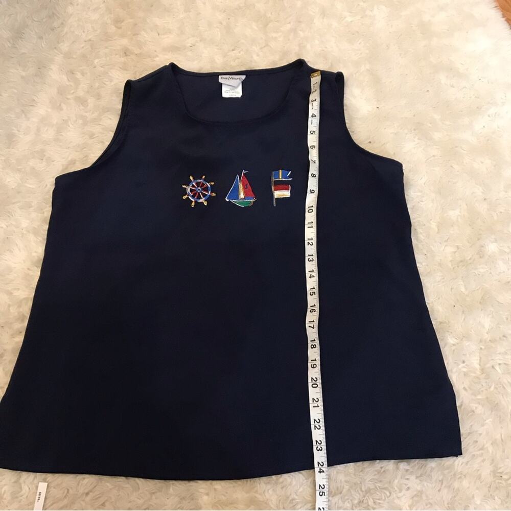 BonWorth Nautical Sailboat sleeveless Blouse - Small Petite - Picture 3 of 6